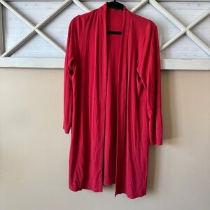 Jill Women's M GORGEOUS RED LONG DUSTER CARDIGAN W/ACCENT BUTTONS